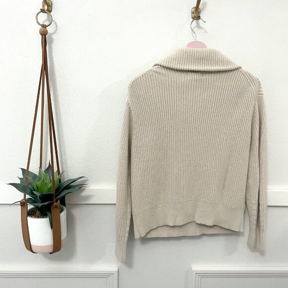 Lou & Grey Tan Zip Neck Thick Knit Quarter Zip Sweater Size M - Picture 6 of 6